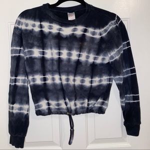 Tye dye crop top drawstring pullover sweater